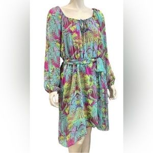 Jennifer Lopez Chiffon Midi Wrap Dress with open arm long sleeves